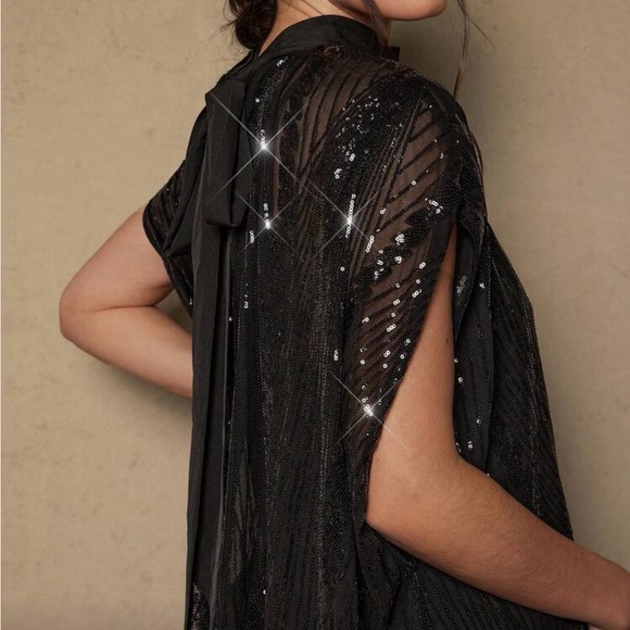 Elegant Black Sequin Dress Plus Sz 16 nwt - Picture 6 of 7